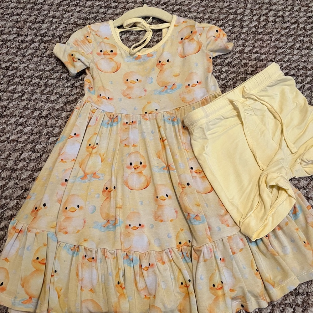 Bums and Roses bamboo duck dress with shorts